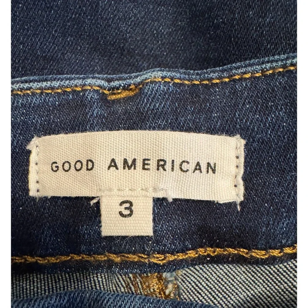 Good American Good Legs Straight Pull-On High Rise Jeans Sz 3 Indigo Wash 27.5" - Picture 4 of 12